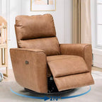 Fauteuil relax pivotant - canapé individuel en similicuir avec accoudoirs incurvés, repose-pieds réglable et dossier rembourré, idéal pour le salon ou la chambre de bébé.