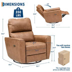 Fauteuil relax pivotant - canapé individuel en similicuir avec accoudoirs incurvés, repose-pieds réglable et dossier rembourré, idéal pour le salon ou la chambre de bébé.