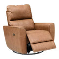 Swiveling rocking chair - faux leather single sofa with curved armrests, adjustable footrest, and padded backrest, suitable for living room, nursery.