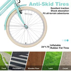 NAYSAYE 24 Inch Girls Cruiser Bike Speed Hybrid City Bicycle for Youth 7-10+ Years Old with Wicker Basket & Rear Rack, Kids Cycle Bikes