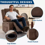 Fauteuil inclinable, pivotant à 360°, avec fonction balancelle et 3 positions manuelles pour adulte, 2 porte-gobelets et 4 poches, idéal pour la chambre d'enfant, le salon, la chambre à coucher ou le bureau.