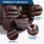 Fauteuil inclinable, pivotant à 360°, avec fonction balancelle et 3 positions manuelles pour adulte, 2 porte-gobelets et 4 poches, idéal pour la chambre d'enfant, le salon, la chambre à coucher ou le bureau.