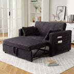 Loveseat Sleeper Sofa Bed, Pull Out Sofa Bed with Charging Ports and Side Pockets, Corduroy Couch with Adjustable Backrest for Living Room, Bedroom