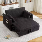 Loveseat Sleeper Sofa Bed, Pull Out Sofa Bed with Charging Ports and Side Pockets, Corduroy Couch with Adjustable Backrest for Living Room, Bedroom