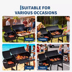 Barbecue à charbon de bois, barbecue d'extérieur en forme de tonneau, combinaison barbecue et fumoir pour terrasse, convient pour le camping, les repas, les terrasses et les jardins.