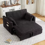 48'' Loveseat Sleeper Sofa Bed,Corduroy Couch with Adjustable Backrest, Side Pockets and Charging Station, Loveseat with Pull Out Bed for Living Room