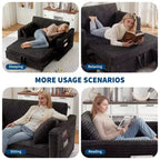 48'' Loveseat Sleeper Sofa Bed,Corduroy Couch with Adjustable Backrest, Side Pockets and Charging Station, Loveseat with Pull Out Bed for Living Room