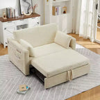 48'' Loveseat Sleeper Sofa Bed,Corduroy Couch with Adjustable Backrest, Side Pockets and Charging Station, Loveseat with Pull Out Bed for Living Room
