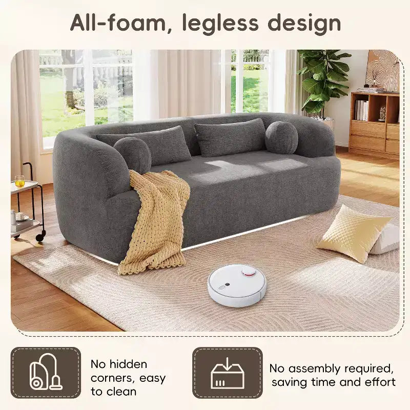 Canapé nuage rembourré en chenille moderne GDFStudio Mason 3 places avec oreillers