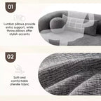 Canapé nuage rembourré en chenille moderne GDFStudio Mason 3 places avec oreillers