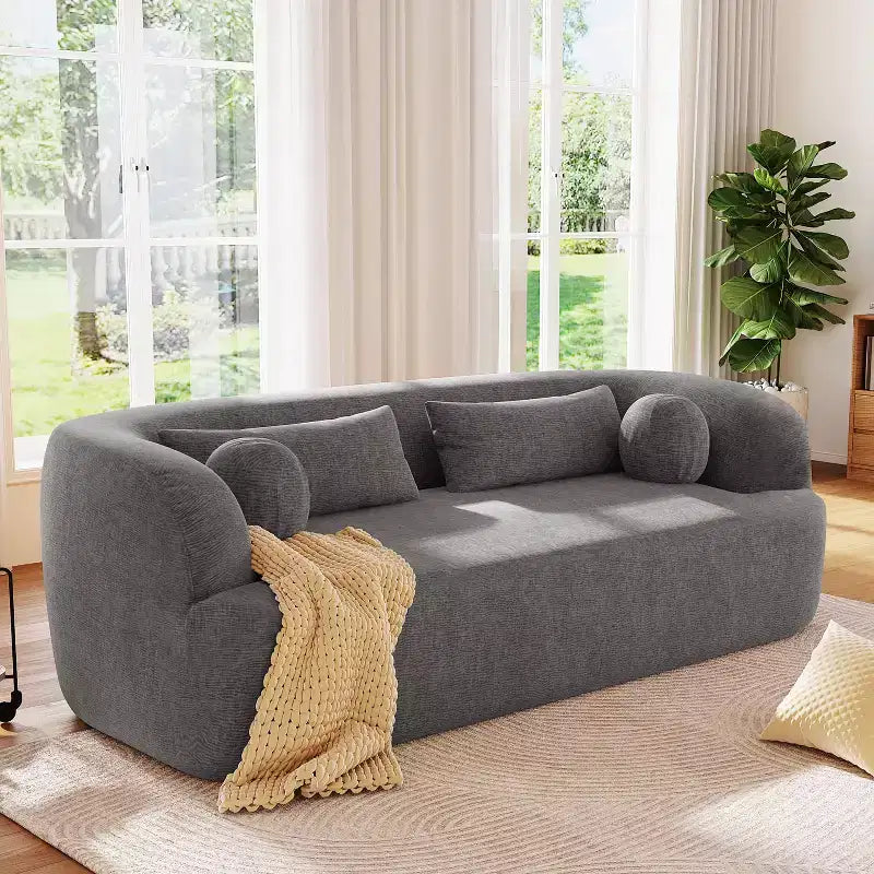 Canapé nuage rembourré en chenille moderne GDFStudio Mason 3 places avec oreillers