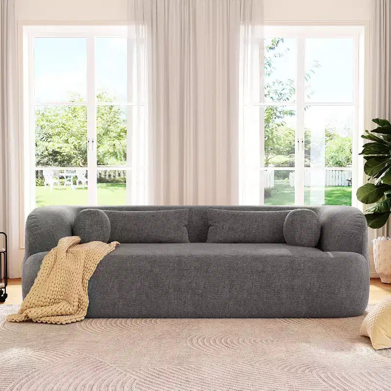 GDFStudio Mason Modern Chenille 3-Seater Boneless Upholstered Cloud Sofa with Pillows