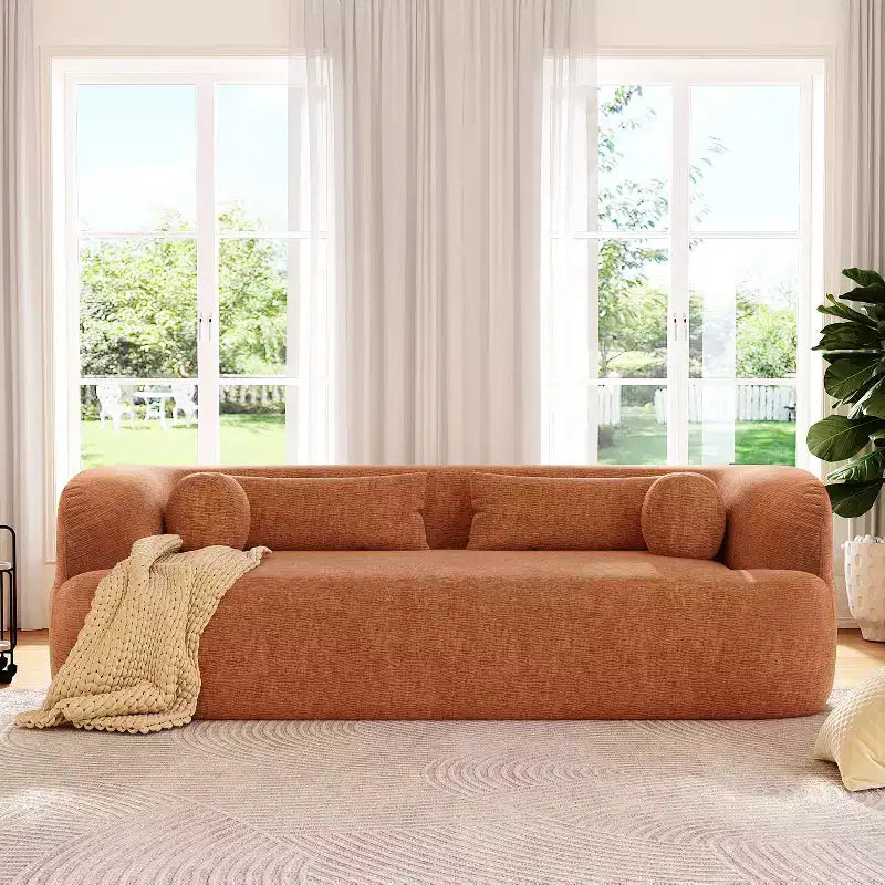 GDFStudio Mason Modern Chenille 3-Seater Boneless Upholstered Cloud Sofa with Pillows