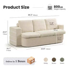 KERDOM 3 Seater Folding Sofa Bed, Memory Foam Sofa Couch With Pillows, High Density Foam Mattress for Living Room, Beige