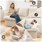 KERDOM 3 Seater Folding Sofa Bed, Memory Foam Sofa Couch With Pillows, High Density Foam Mattress for Living Room, Beige