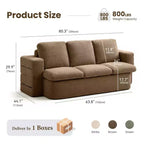 KERDOM 3 Seater Folding Sofa Bed, Memory Foam Sofa Couch With Pillows, High Density Foam Mattress for Living Room, Brown