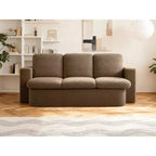 KERDOM 3 Seater Folding Sofa Bed, Memory Foam Sofa Couch With Pillows, High Density Foam Mattress for Living Room, Brown