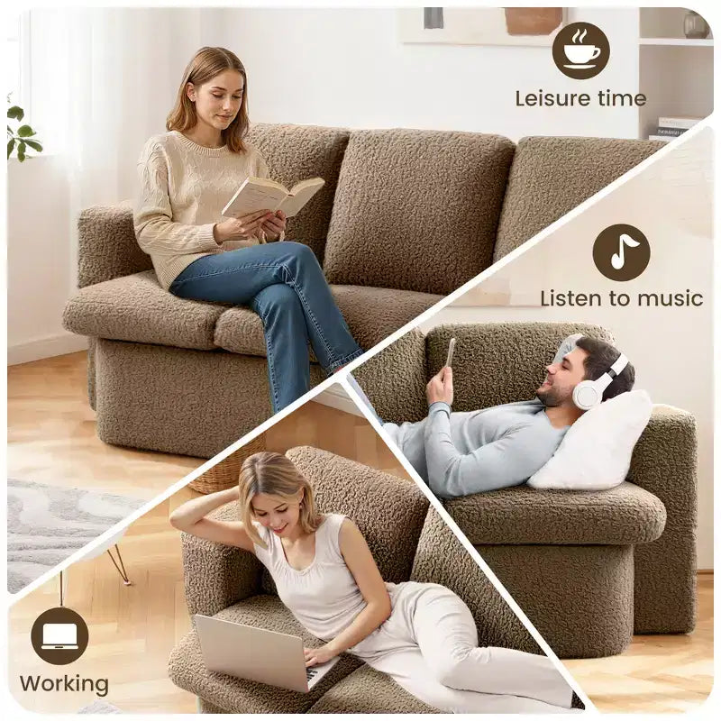 KERDOM 3 Seater Folding Sofa Bed, Memory Foam Sofa Couch With Pillows, High Density Foam Mattress for Living Room, Brown