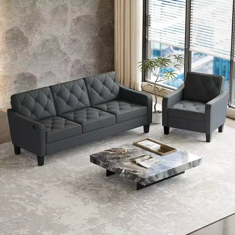TYBOATLE Modern Living Room Sofa with USB Charging Port, Mid-Century Upholstered Couch with Ergonomic 105 Recline and Supportive Pocket Coils