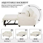 Canapé-lit moderne FurnitureR rembourré avec lit gigogne, causeuse convertible pour salon, appartement ou chambre d'amis, crème