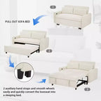 Canapé-lit moderne FurnitureR rembourré avec lit gigogne, causeuse convertible pour salon, appartement ou chambre d'amis, crème