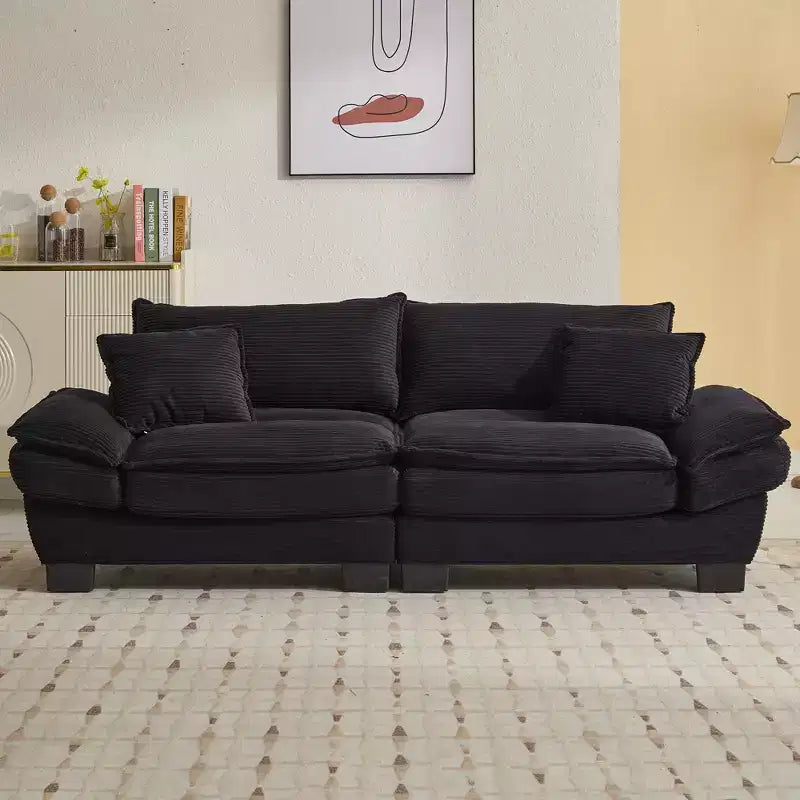 FurnitureR 84 Oversized Upholstered Sofa, Deep Seat 3-Seater Couch with Plush Cushions, Soft Corduroy Fabric for Living Room