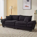 FurnitureR 84 Oversized Upholstered Sofa, Deep Seat 3-Seater Couch with Plush Cushions, Soft Corduroy Fabric for Living Room