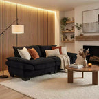 FurnitureR 84 Oversized Upholstered Sofa, Deep Seat 3-Seater Couch with Plush Cushions, Soft Corduroy Fabric for Living Room