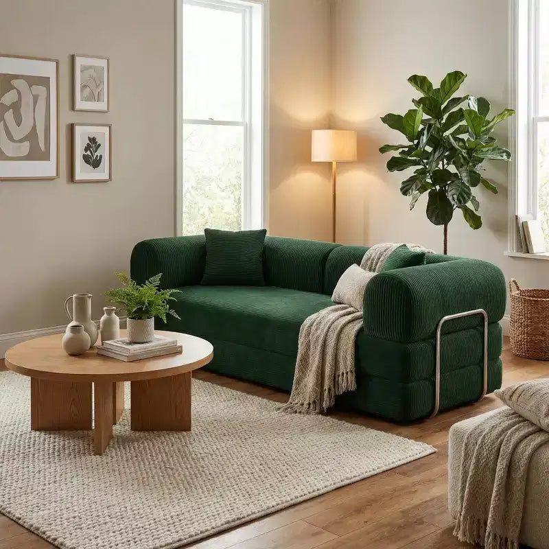 FurnitureR Modern Convertible Sofa Bed with Pull-Out Sleeper, Deep Seat Upholstered Couch for Living Room, Guest Room or Apartment