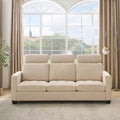 3 Seat Sofa Couch, 89 Modern Sofa with Armrests, Sofa with Extra Deep Seat Couches for Living Room Bedroom Apartment and Office Chenille Beige