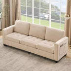 Canapé 3 places, canapé moderne 89 avec accoudoirs, canapé avec sièges extra profonds pour salon, chambre, appartement et bureau, en chenille beige.