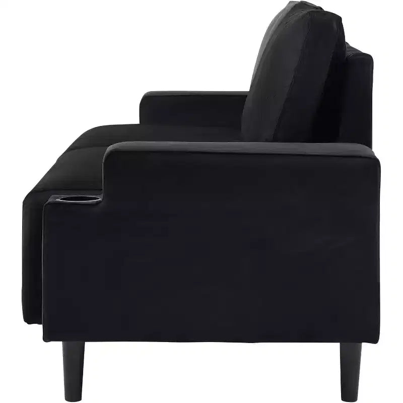 Contemporary 3-Seater Reclining Sofa for Living Room - Soft Cushioned Fabric Couch with Armrests, Storage Bag, Cup Holders - Easy to Assemble
