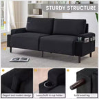 Contemporary 3-Seater Reclining Sofa for Living Room - Soft Cushioned Fabric Couch with Armrests, Storage Bag, Cup Holders - Easy to Assemble