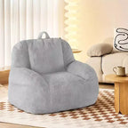 Plush Faux Fur Bean Bag Chair for Adults, Extra Large Filled Floor Sofa with Handle, Cozy Lounge Seat for Home