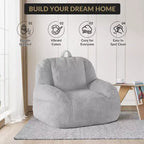 Plush Faux Fur Bean Bag Chair for Adults, Extra Large Filled Floor Sofa with Handle, Cozy Lounge Seat for Home