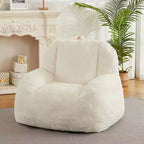 Plush Faux Fur Bean Bag Chair for Adults, Extra Large Filled Floor Sofa with Handle, Cozy Lounge Seat for Home