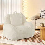 Plush Faux Fur Bean Bag Chair for Adults, Extra Large Filled Floor Sofa with Handle, Cozy Lounge Seat for Home