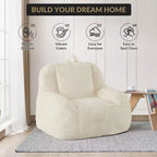 Plush Faux Fur Bean Bag Chair for Adults, Extra Large Filled Floor Sofa with Handle, Cozy Lounge Seat for Home