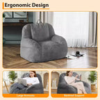 Plush Faux Fur Bean Bag Chair for Adults, Extra Large Filled Floor Sofa with Handle, Cozy Lounge Seat for Home