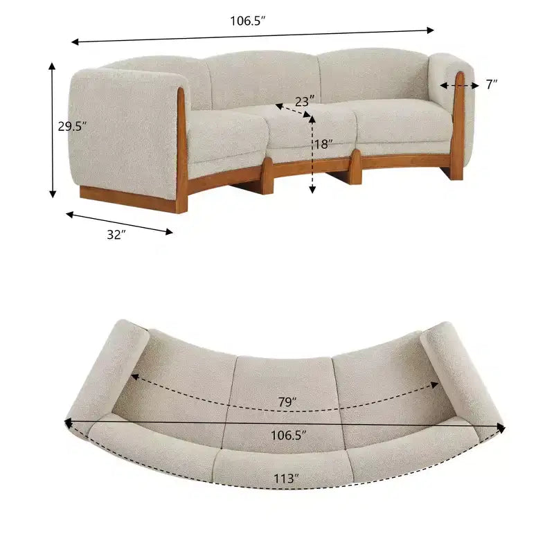 Christopher Knight Home Solara Canapé Moderne Courbé en Boucle Rembourré de 106,5 cm avec Cadre en Bois Massif