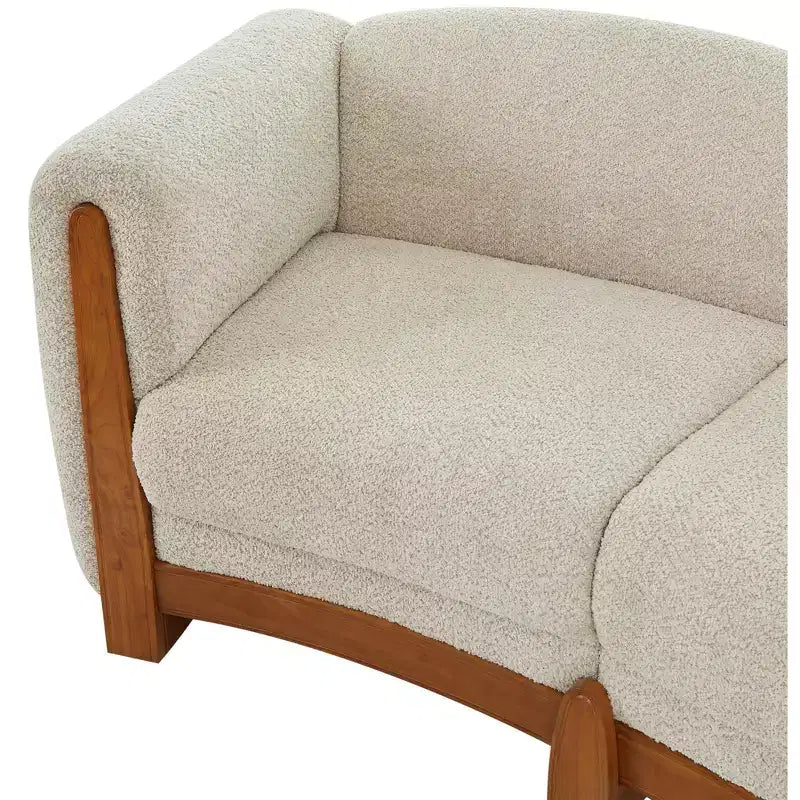 Christopher Knight Home Solara Canapé Moderne Courbé en Boucle Rembourré de 106,5 cm avec Cadre en Bois Massif