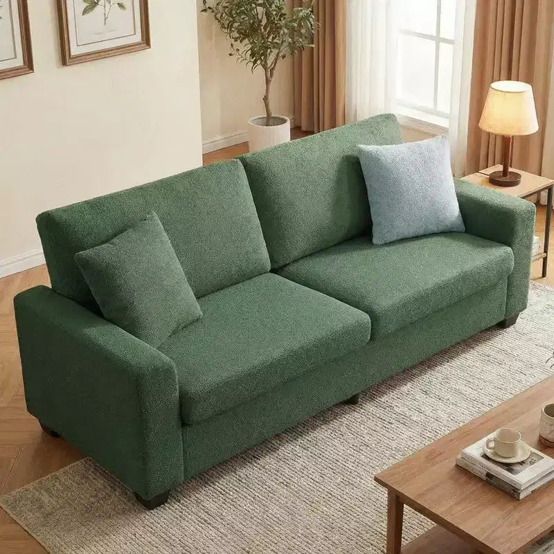 Gravee 83 Canapé de salon, canapé confortable avec assise profonde, canapé moderne avec accoudoir large, canapé 3 places en polaire teddy pour chambre, appartement, bureau