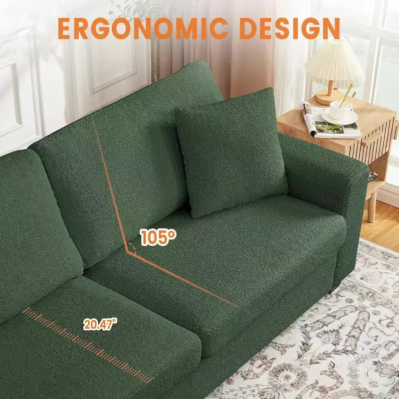 Gravee 83 Canapé de salon, canapé confortable avec assise profonde, canapé moderne avec accoudoir large, canapé 3 places en polaire teddy pour chambre, appartement, bureau