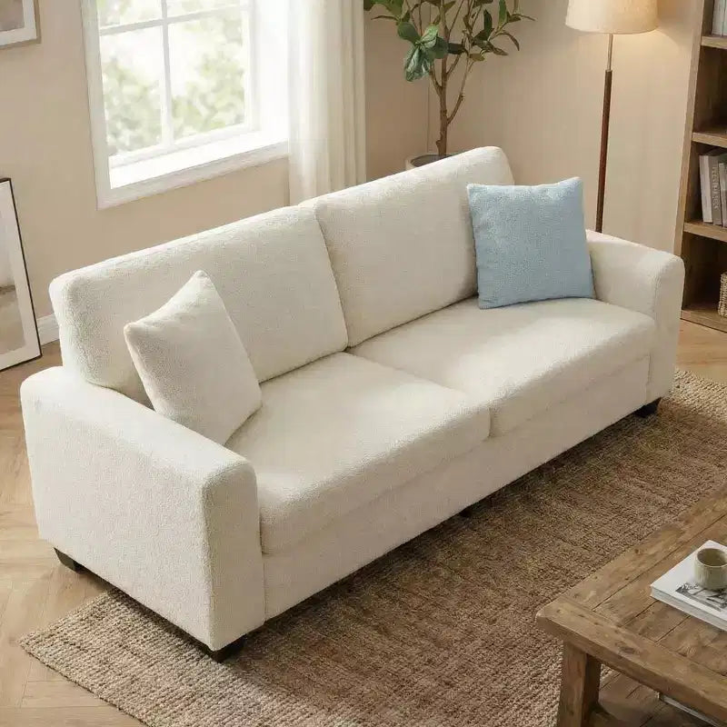 Gravee 83 Canapé de salon, canapé confortable avec assise profonde, canapé moderne avec accoudoir large, canapé 3 places en polaire teddy pour chambre, appartement, bureau