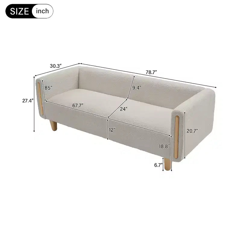 Canapé 3 places Christopher Knight Home Desire 78,7'' en bouclé et hévéa, style moderne