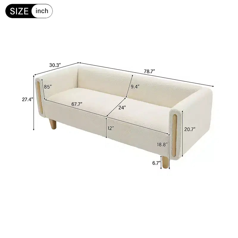 Canapé 3 places Christopher Knight Home Desire 78,7'' en bouclé et hévéa, style moderne