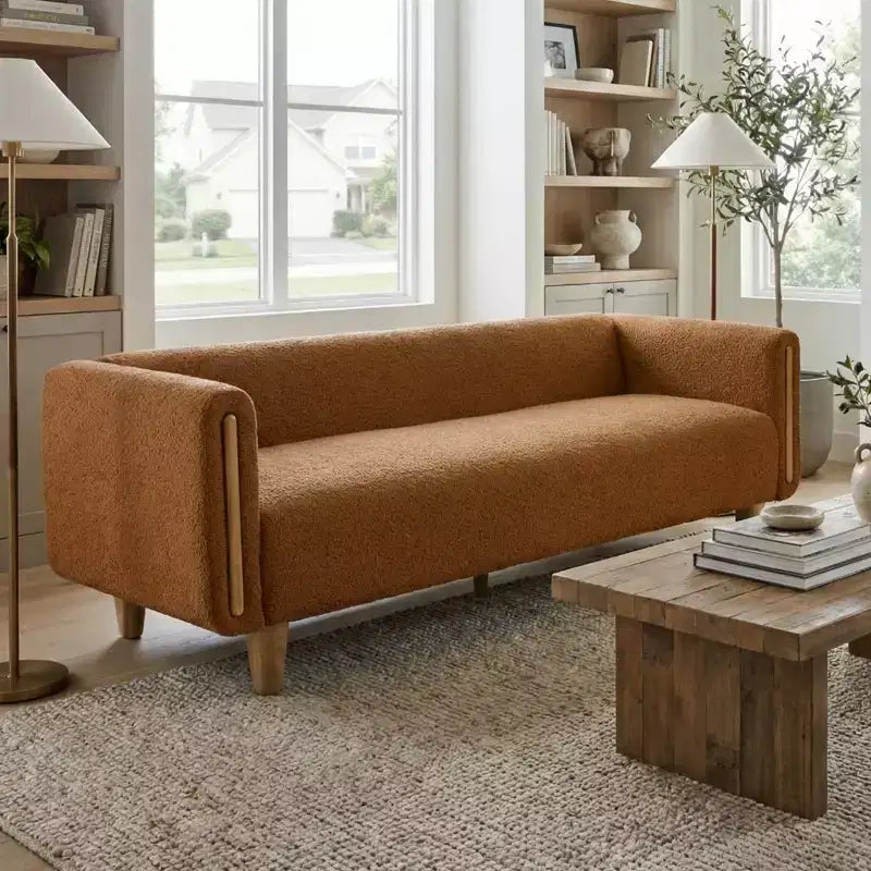 Canapé 3 places Christopher Knight Home Desire 78,7'' en bouclé et hévéa, style moderne