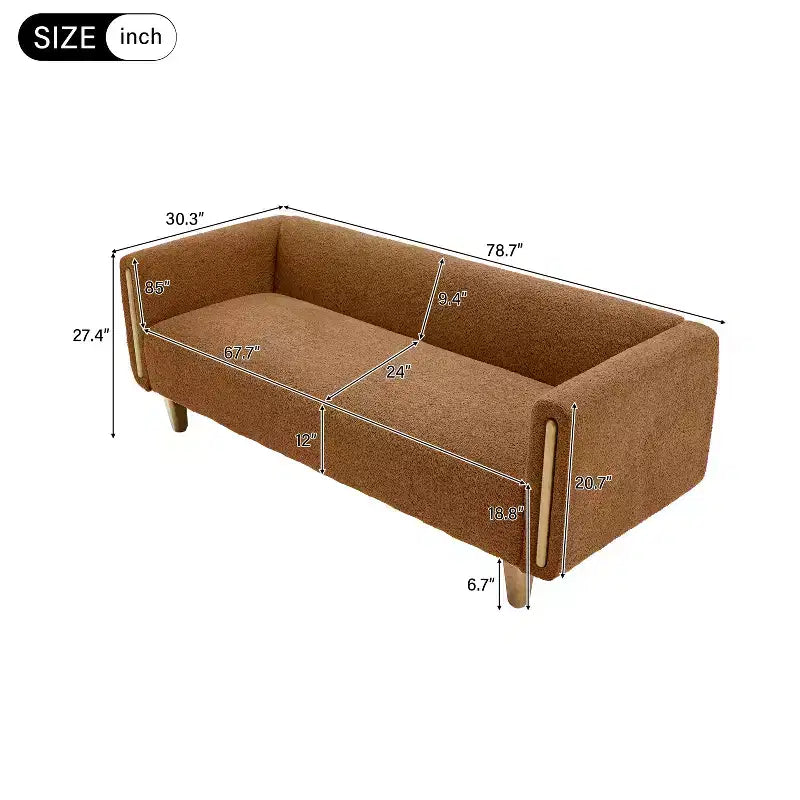 Canapé 3 places Christopher Knight Home Desire 78,7'' en bouclé et hévéa, style moderne