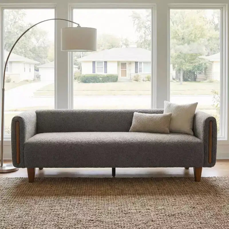 Christopher Knight Home Desire 78.7'' Modern Rubberwood Boucle Upholstered 3-Seater Sofa