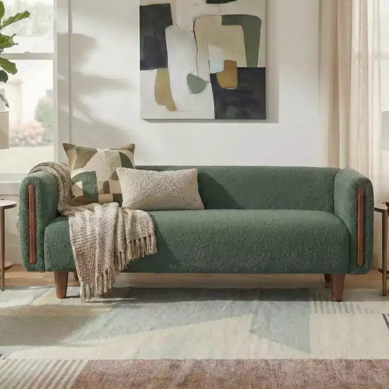 Christopher Knight Home Desire 78.7'' Modern Rubberwood Boucle Upholstered 3-Seater Sofa